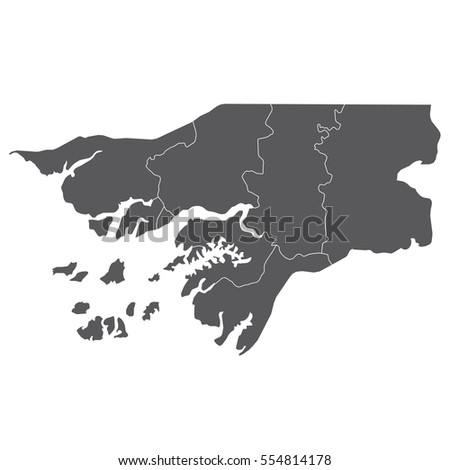 Guinea-Bissau vector map isolated on white background silhouette. High detailed illustration.
