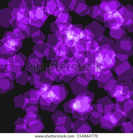 Abstract blurry and purple color pentagon bokeh shape on black background