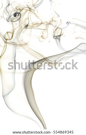 Abstract art. Brown smoke from the incense sticks on a white background. Background for Halloween. Texture fog. Design element. The concept of aromatherapy.