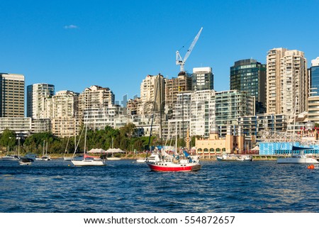 Milsons Point cityscape and Lavender bay with yachts. Sydney, Australia Royalty-Free Stock Photo #554872657