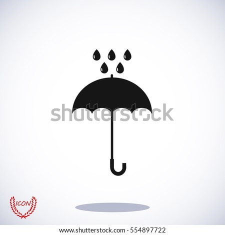 Umbrella and rain drops icon, vector best flat icon, EPS