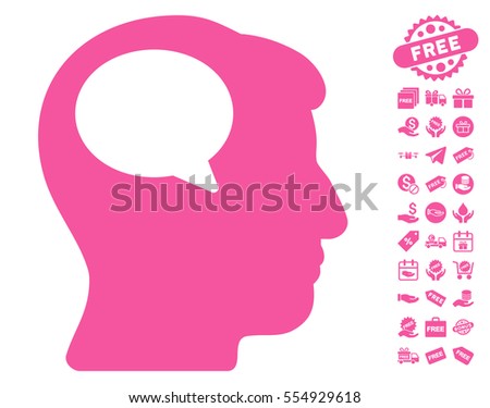 Person Thinking pictograph with free bonus pictures. Vector illustration style is flat iconic symbols, pink color, white background.