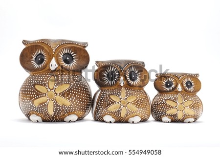 Wooden carve owl hand made, made in Bali, Java. Mommy owl and 2 baby owl