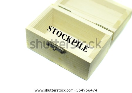 Wooden treasure chest on isolated white background with word "INVENTORY".