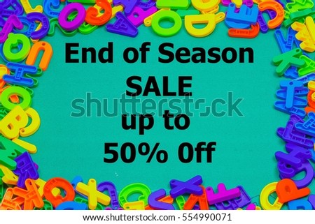 End of season sale up to 50% off signage