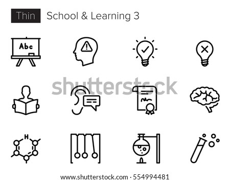 Education, School and Learning Line Vector icons set 3 Royalty-Free Stock Photo #554994481