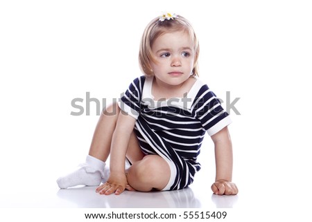 bright picture of baby girl on white background