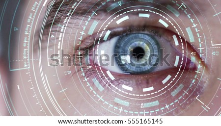 human being futuristic vision, vision and control and protection of persons, control and security in the accesses.Concept of: dna system, scientific technology and science. Royalty-Free Stock Photo #555165145