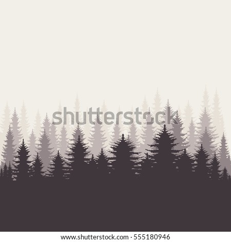 Coniferous forest silhouette template. Vector illustration