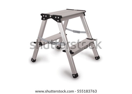 Small metal ladder isolated on white background. Photo with clipping path