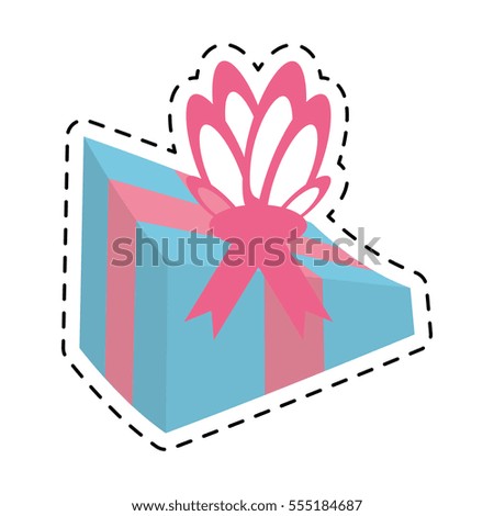 blue gift box packaging line dotted vector illustration eps 10
