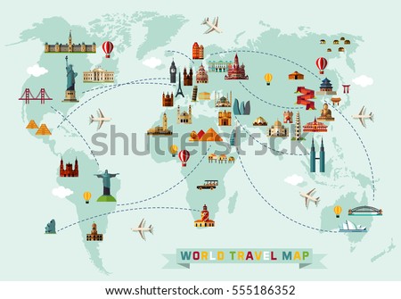 World Travel Map. Vector Illustration.