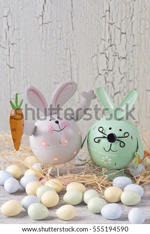 Easter decoration on a wooden background