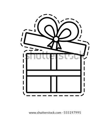 gift box ribbon give party open cut line vector illustration eps 10