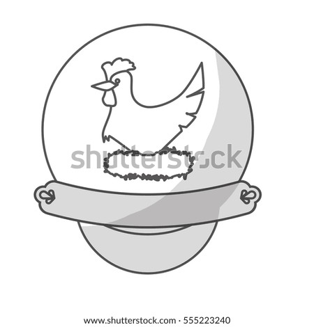 seal stamp with chicken icon. farm animal design. vector illustration