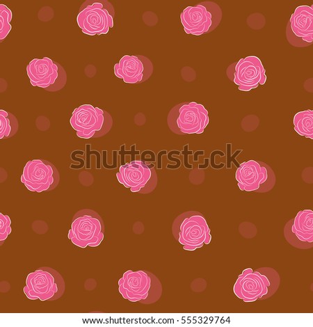 Nature flowers vector seamless pattern in pink colors.