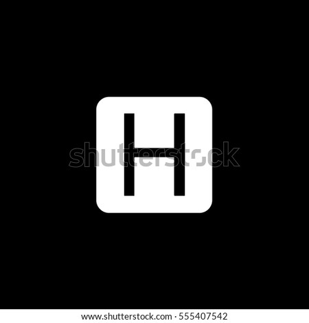 Helipad Flat Icon On Black Background