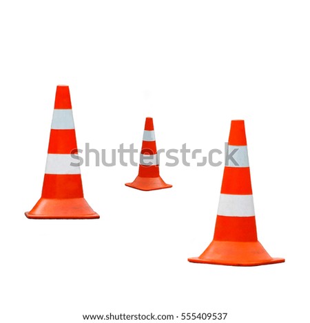 Orange road hazard cones isolated 