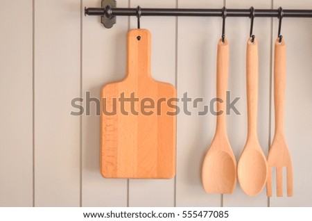 wood  kitchenware  brown color  on wood wallpaper.