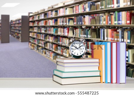 library with book for education concept (blurry background)