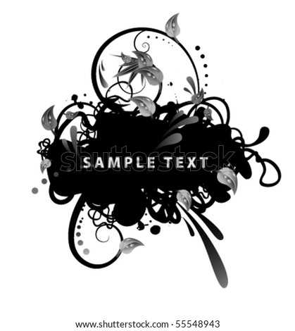 grungy floral banner on white background