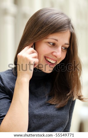 Closeup woman with mobile telephone