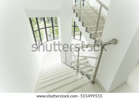 Stairway In White Interior of Building