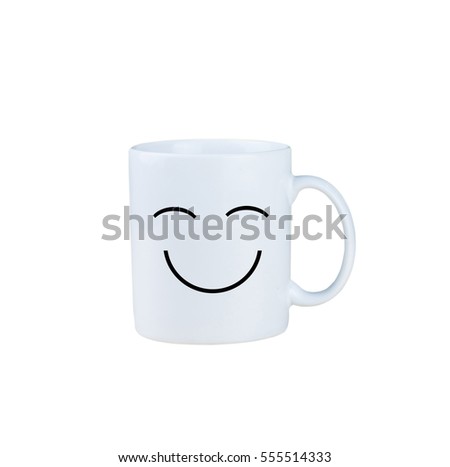 Smiley coffee cup isolated on white background, with clipping path