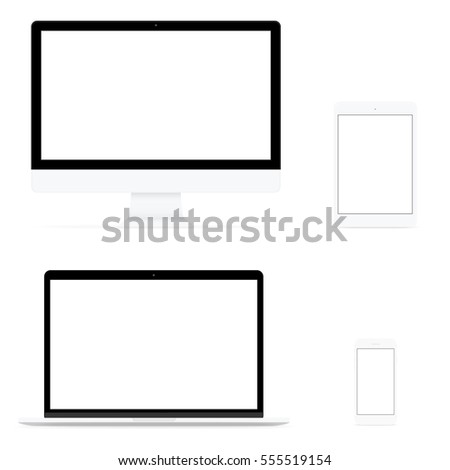 modern computer electronic flat design vector drawing set on white background