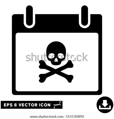 Death Skull Calendar Day icon. Vector EPS illustration style is flat iconic symbol, black color.