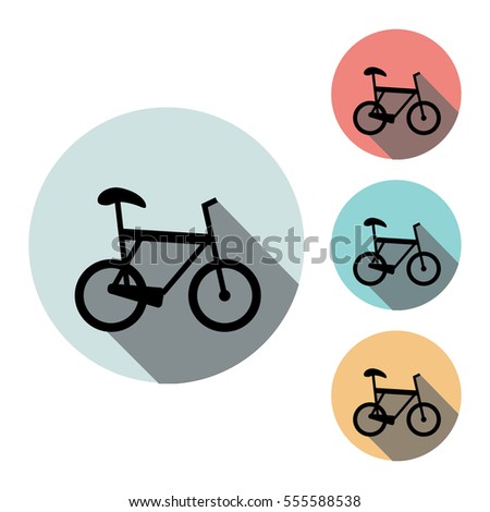 Bike icon isolated vector sign symbol, on blue, red, yellow background. Transport elements. Can be used in logo, UI and web design