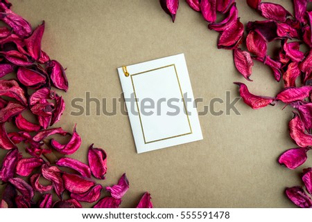 Blank Card on rose background.