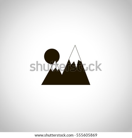 mountain icon. sign design. gray gradient background