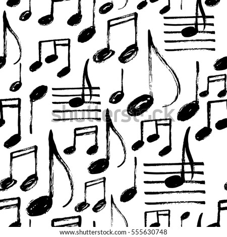 Vector seamless pattern with hand drawn music notes.