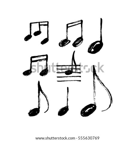 Vector set of hand drawn music notes.