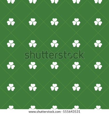 Abstract Seamless White and Green Shamrock Pattern - Saint Patrick's Day Card or Background Vector Design