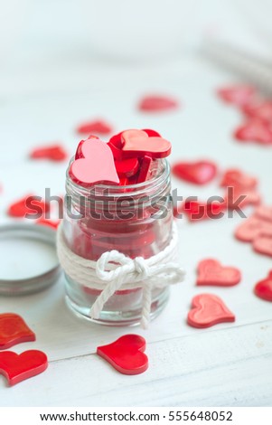red heart shape in bottle, valentines concept