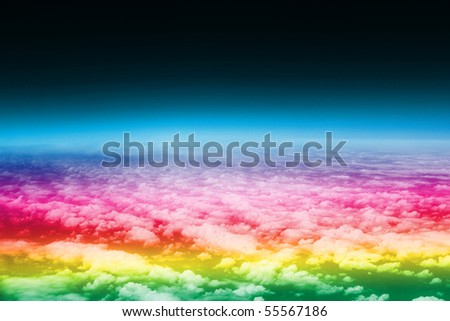 colorful sky from above clouds
