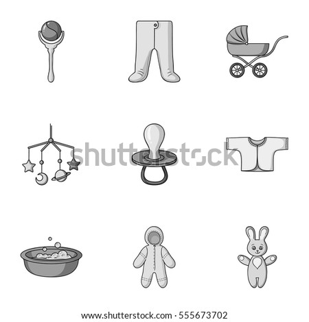 Baby born set icons in monochrome style. Big collection of baby born vector symbol stock illustration