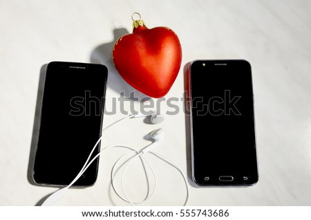 Christmas heart and phones