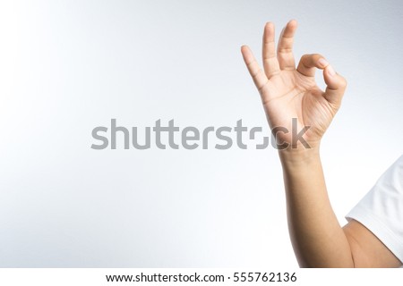 hand ok sign on white background