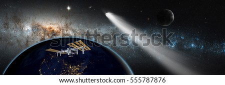 Comet on the space"Elements of this image furnished by NASA "
