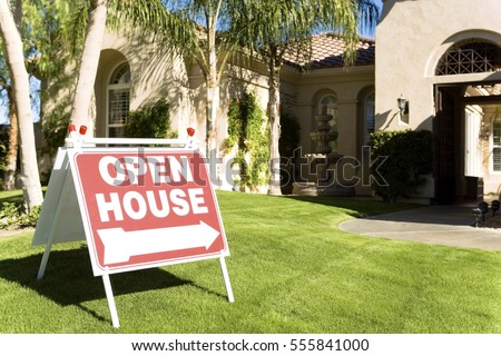 Open House Sign in Front Yard