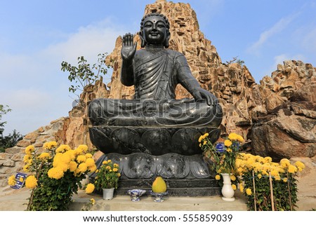 Buddha statue in the background near Da Lat, Vietnam