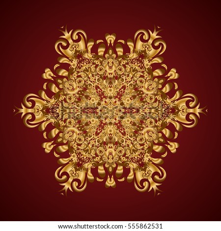 Business, science and technology design book layout. Golden layout on a red background. Sketch with mandala. Modern vector template for brochure leaflet flyer cover catalog magazine or annual report.