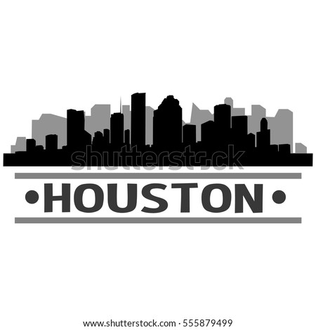 Houston Silhouette Skyline. Cityscape Vector Famous Buildings Clip Art Design. 