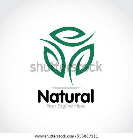 Stylized round shape graphic logo template, vector illustration isolated on white background. Creative logotype template with round foliage, environment, nature, growth concept
