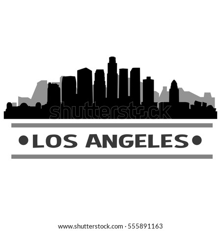 Los Angeles Skyline Silhouette. Cityscape Vector Famous Buildings Clip Art Design.