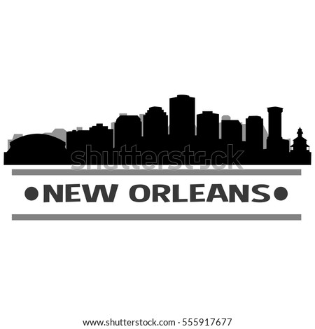 New Orleans Skyline. Cityscape Vector Famous Buildings Clip Art Design.