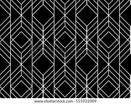 Seamless geometric pattern. Vector abstract classical background in black and white color Royalty-Free Stock Photo #555922009